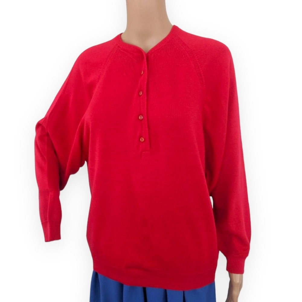 Red Sweater Vintage Nan Dorsey L Acrylic